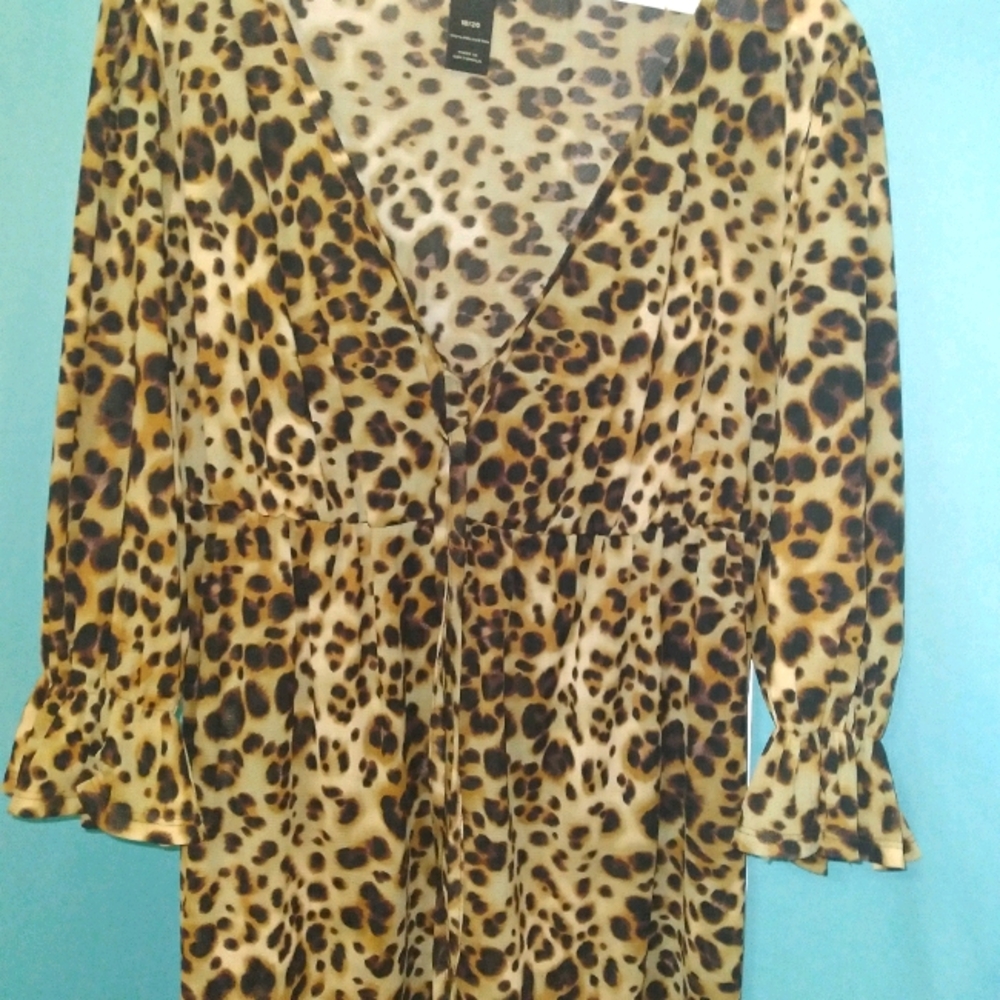 Leopard Print Peasent Blouse